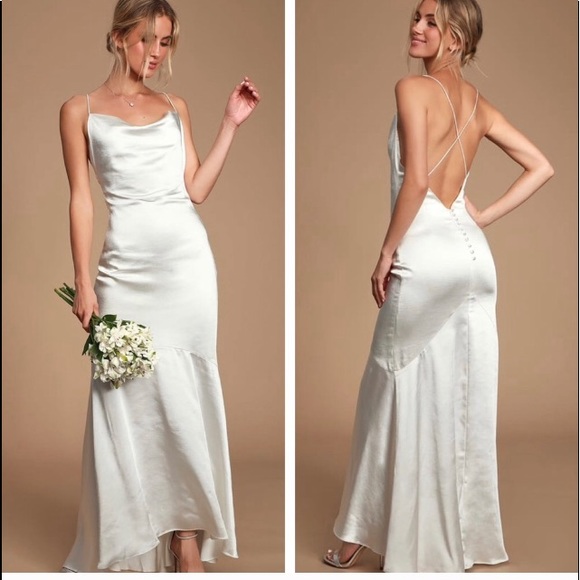 Lulus Dresses & Skirts - Elliatt Aisle White Satin Cowl Neck Maxi Dress